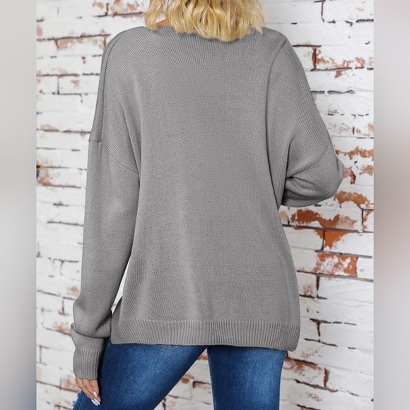 CLASSY Surplice Dropped Shoulder Length Sleeve Sweater - Picture 3 of 5